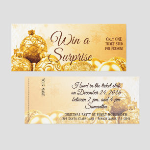 Golden Christmas Balls Decoration Raffle Tickets