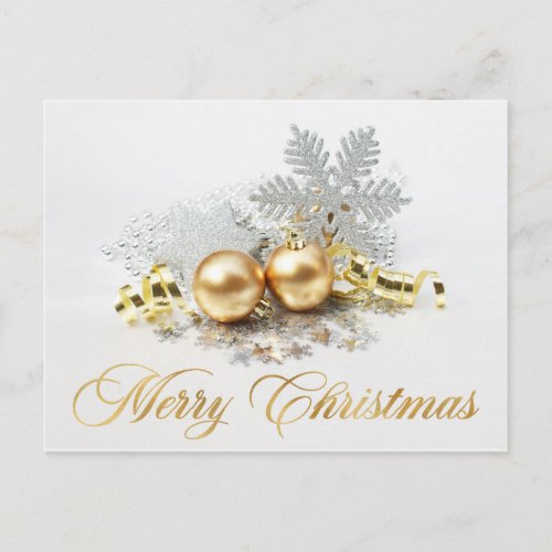 Golden Christmas Balls Ornament Corporate Greeting Postcard