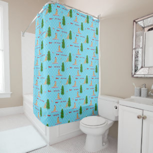 Golden Christmas Beach Day Shower Curtain