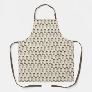 Golden Christmas Bell Green Leaves Winter Holiday Apron