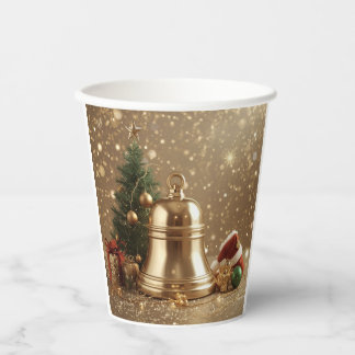 Golden Christmas Bell Paper Cup Design