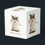 Golden Christmas Bell Shiny Stars Green Leaves Favor Boxes<br><div class="desc">Golden Christmas Bell Shiny Stars Green Leaves Favor Boxes. Unique,  beautiful,  stylish design. Easy to be personalized. Font style,  size and colors can be changed. Matching items available.</div>