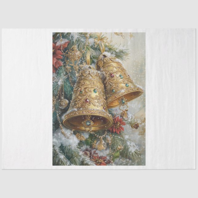 Golden Christmas Bell Tissue Paper (Front)