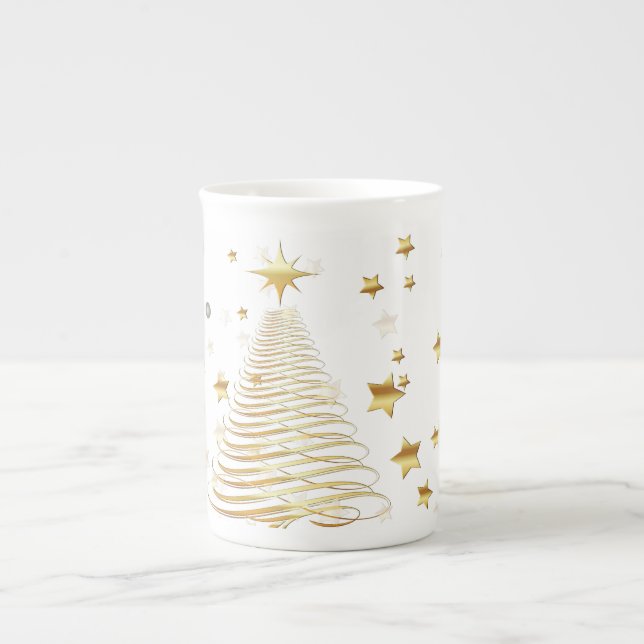 Golden Christmas Bone China Mug (Front)