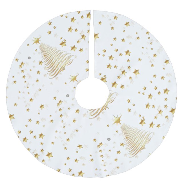 Golden Christmas Brushed Polyester Tree Skirt (Front)