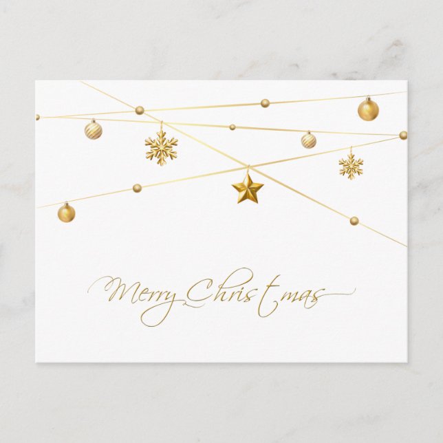Golden Christmas Calligraphy Holiday Postcard (Front)