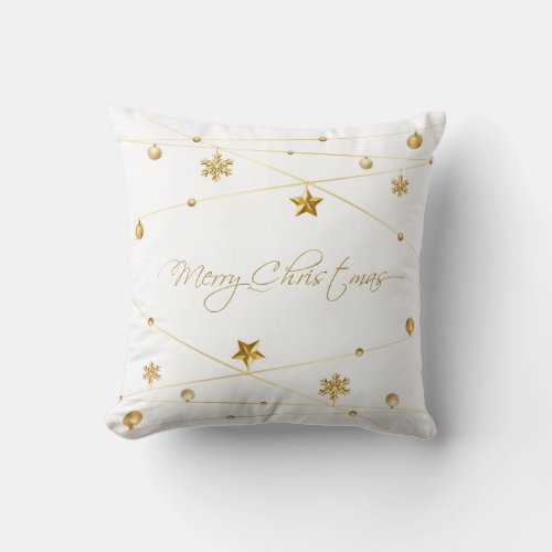 Golden Christmas Calligraphy Throw Pillow