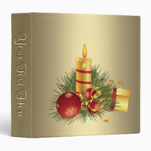 Golden Christmas Candle 3 Ring Binder