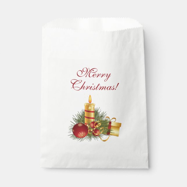 Golden Christmas Candle Favor Bag (Front)