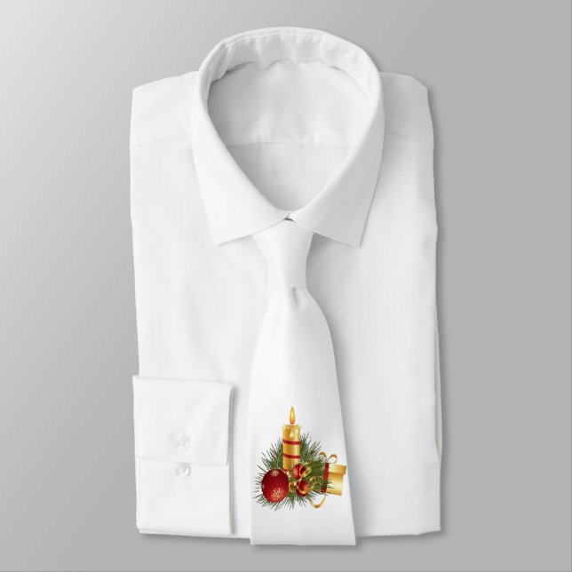 Golden Christmas Candles Neck Tie (Tied)