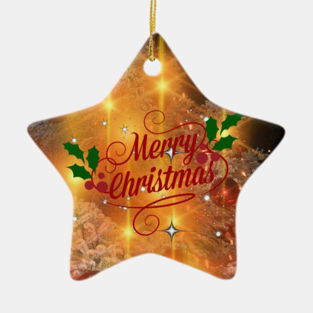   Golden Christmas Ceramic Ornament (Front)