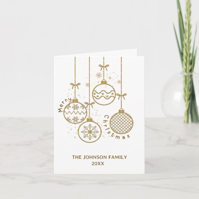 Golden Christmas Decoration Balls Non-Photo Holiday Card (Front)