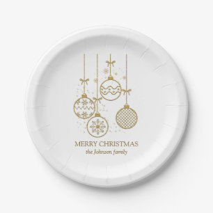 Golden Christmas Decoration Balls Paper Plates