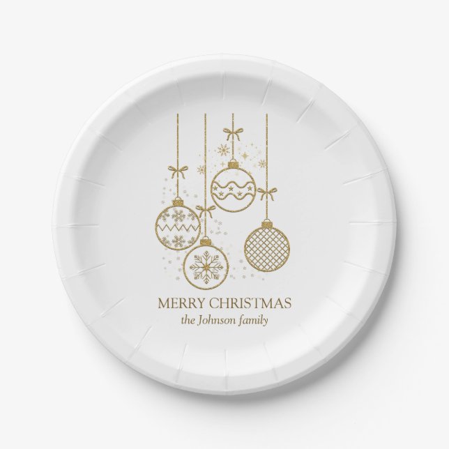 Golden Christmas Decoration Balls  Paper Plates (Front)