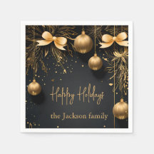 Golden Christmas Elegance - Customizable Napkins