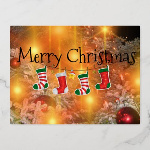   Golden Christmas Foil Holiday Postcard