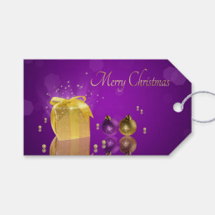 Golden Christmas Gift Box Gift Tags