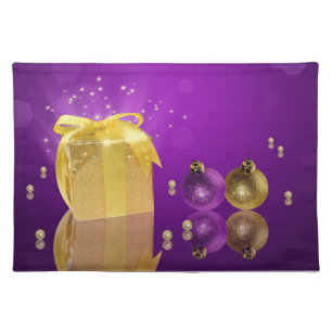 Golden Christmas Gift Box Placemat