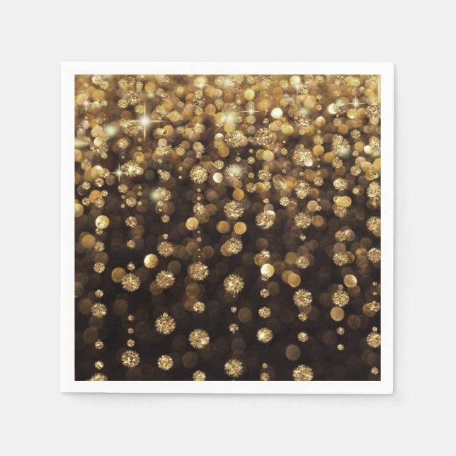 Golden Christmas Glitter Sparkles Napkins (Front)
