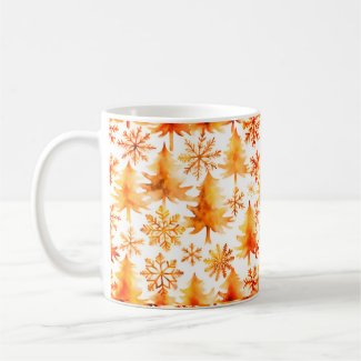 Golden Christmas, Gold pines and gold snowflakes