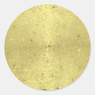Golden Christmas Holiday Stars on Faux Foil Paper Classic Round Sticker