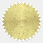 Golden Christmas Holiday Stars Zig Zag Edge Classic Round Sticker