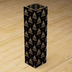 Golden Christmas Holiday Wine Box