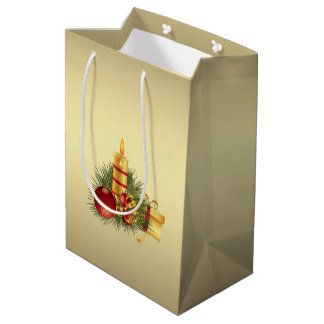 Golden Christmas Medium Gift Bag