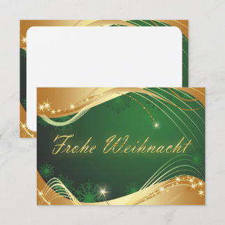 Golden Christmas Motif with Green Background Invitation