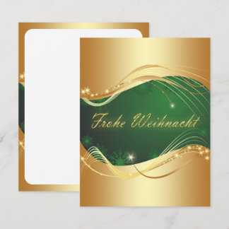 Golden Christmas Motif with Green Background Invitation