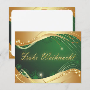 Golden Christmas Motif with Green Background Invitation