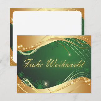 Golden Christmas Motif with Green Background Invitation