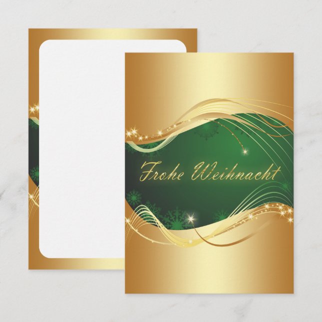 Golden Christmas Motif with Green Background Invitation (Front/Back)