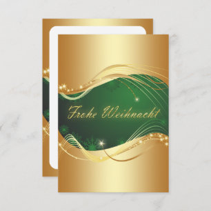 Golden Christmas Motif with Green Background Invitation