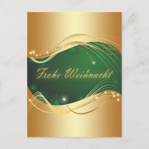 Golden Christmas Motif with Green Background Postcard