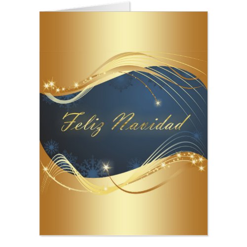 Golden Christmas motive with blue background Card
