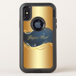 Golden Christmas motive with blue background
