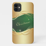 Golden Christmas motive with green background... iPhone 11 Case
