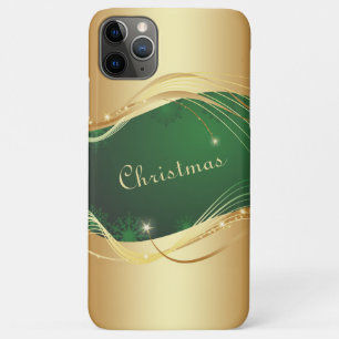 Golden Christmas motive with green background... iPhone 11 Pro Max Case