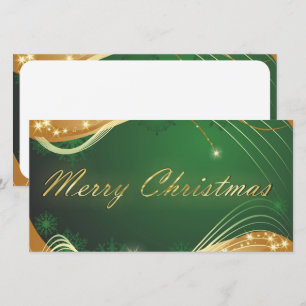 Golden Christmas motive with green background Holiday Card