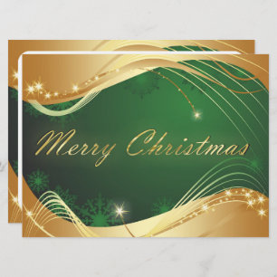 Golden Christmas motive with green background Holiday Card