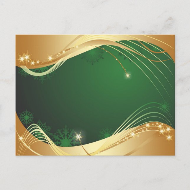 Golden Christmas motive with green background... Holiday Postcard (Front)