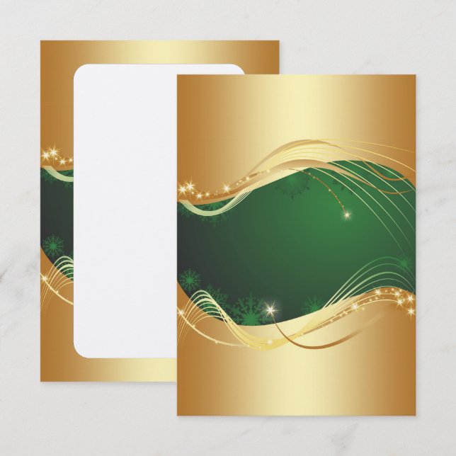 Golden Christmas motive with green background... Invitation (Front/Back)