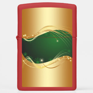 Golden Christmas motive with green background... Zippo Lighter