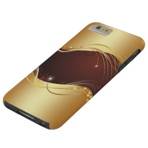 Golden Christmas motive with red background Tough iPhone 6 Plus Case