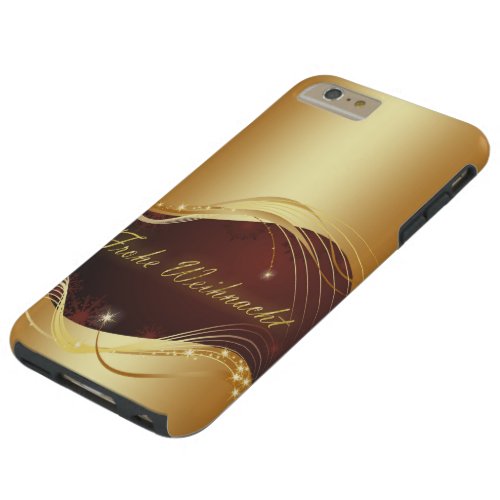 Golden Christmas motive with red background Tough iPhone 6 Plus Case