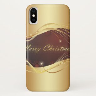 Golden Christmas motive with red background iPhone X Case