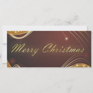 Golden Christmas motive with red background Holiday Card