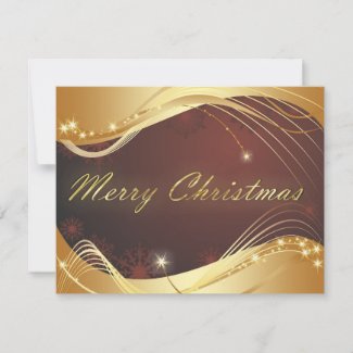 Golden Christmas motive with red background Holiday Card