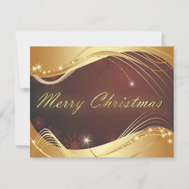 Golden Christmas motive with red background Holiday Card (Front)